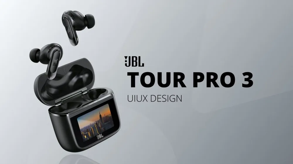 The JBL TOUR PRO 3, TWS headphones product featuring the Smart Charging Case™. 