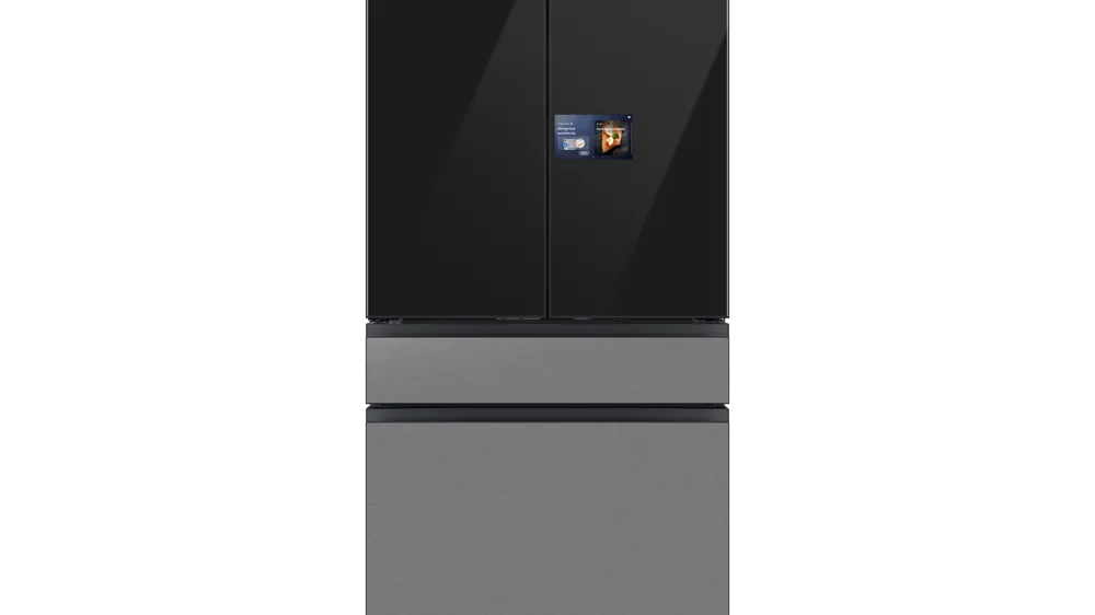 Front Charcoal Glass Matte Stainless Steel French door refrigerator 